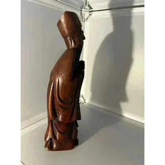 Old Chinese Boxwood Hand Carved Shou Hsing God Of Longevity Statue - Picture 2 of 6